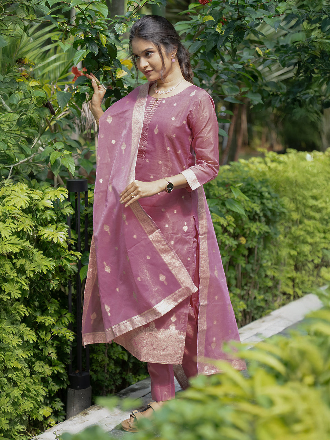 Women Dark Pink Cotton Kurti Set EKS109