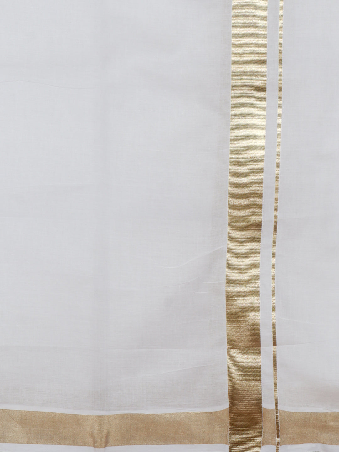 Men 100% Cotton Double Layer White Dhoti with Gold Border