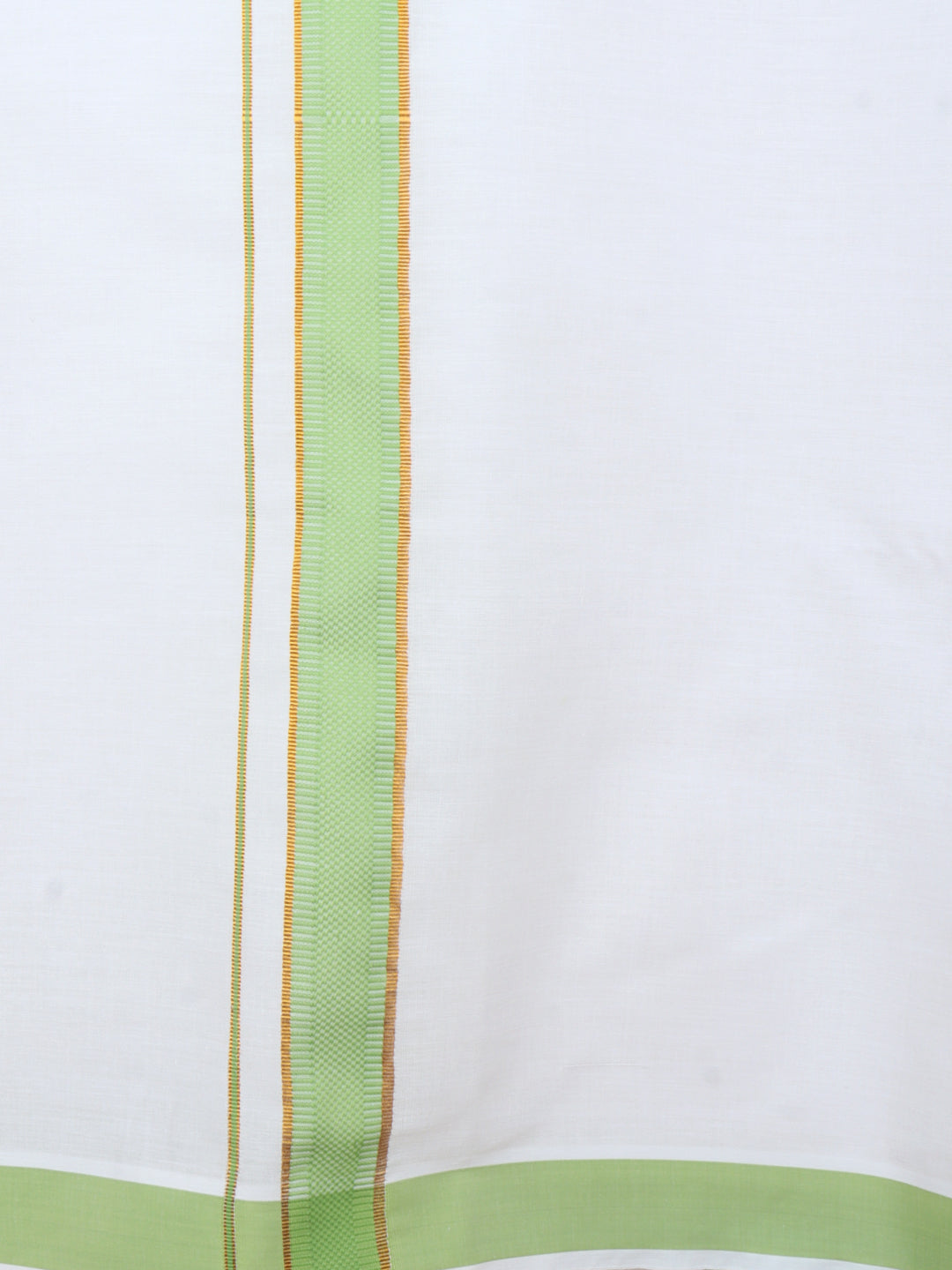 Men Cotton Blend Readymade Single Layer White Dhoti with Fancy Jari Border GACJ45