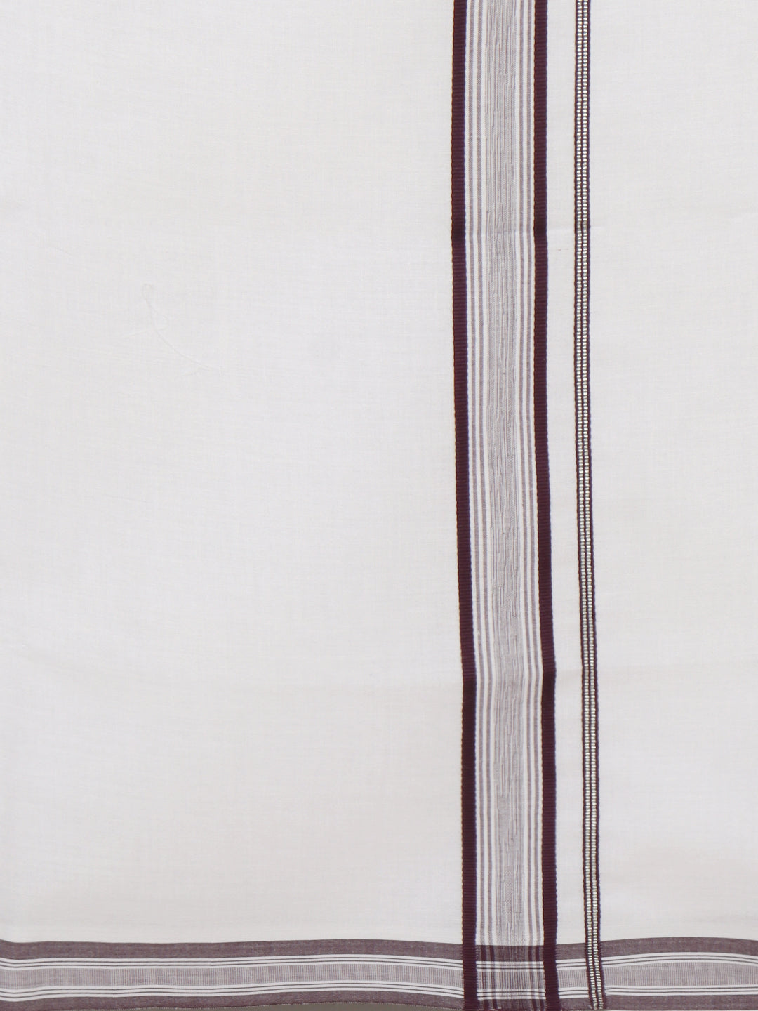 Men 100% Cotton Single Layer White Dhoti with Fancy Jari Border HW02