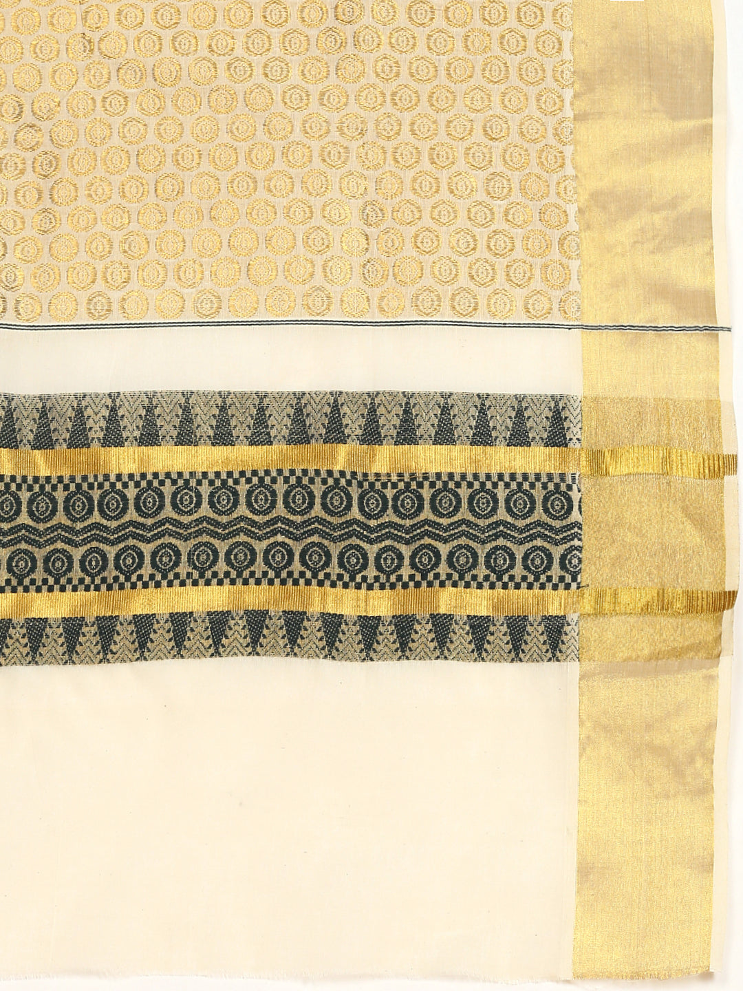 Kerala Cream Gold Jari Weaving Saree KS118