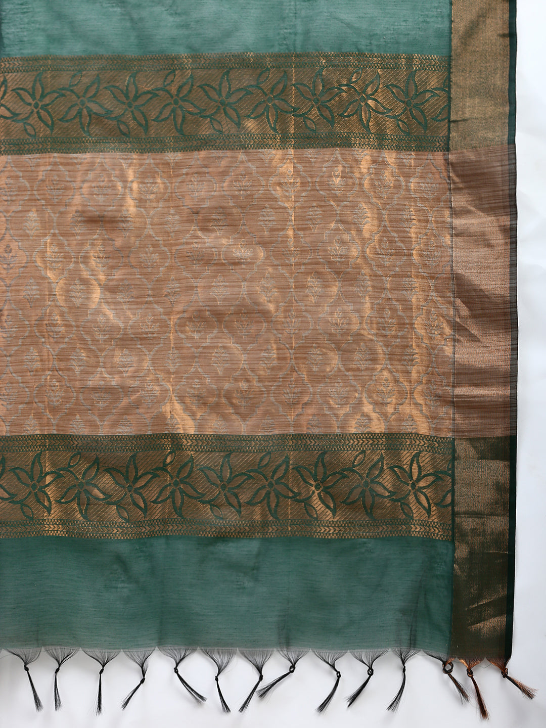 Women Semi Cotton Saree Green SC30