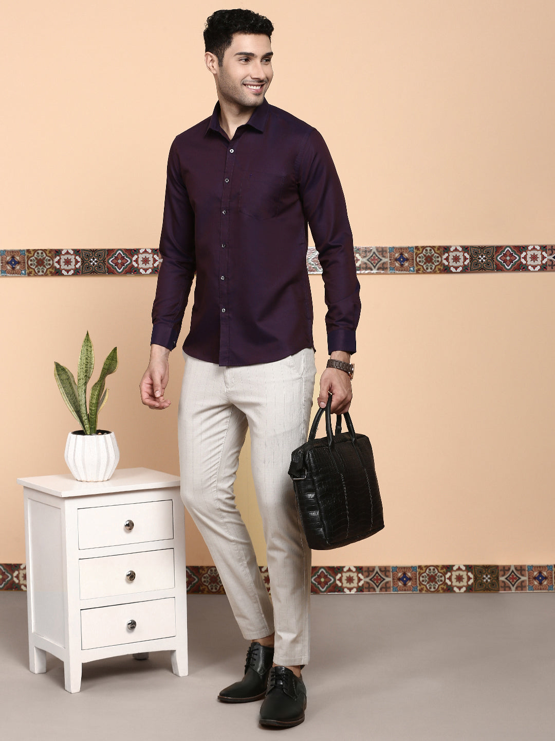 Men Premium Cotton Dark Purple Shirt EL GP16