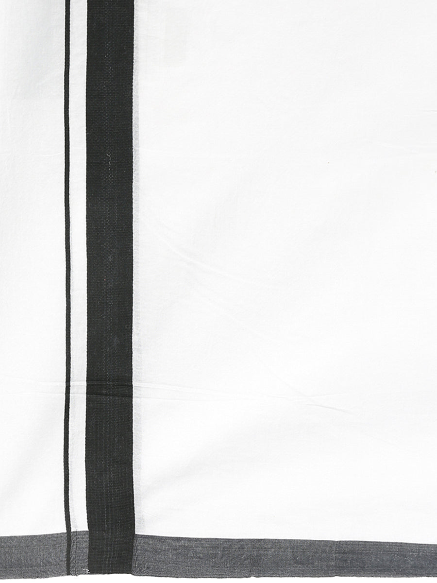 Mens Double Dhoti White with Black Plain Border Terra Special-Zoom view