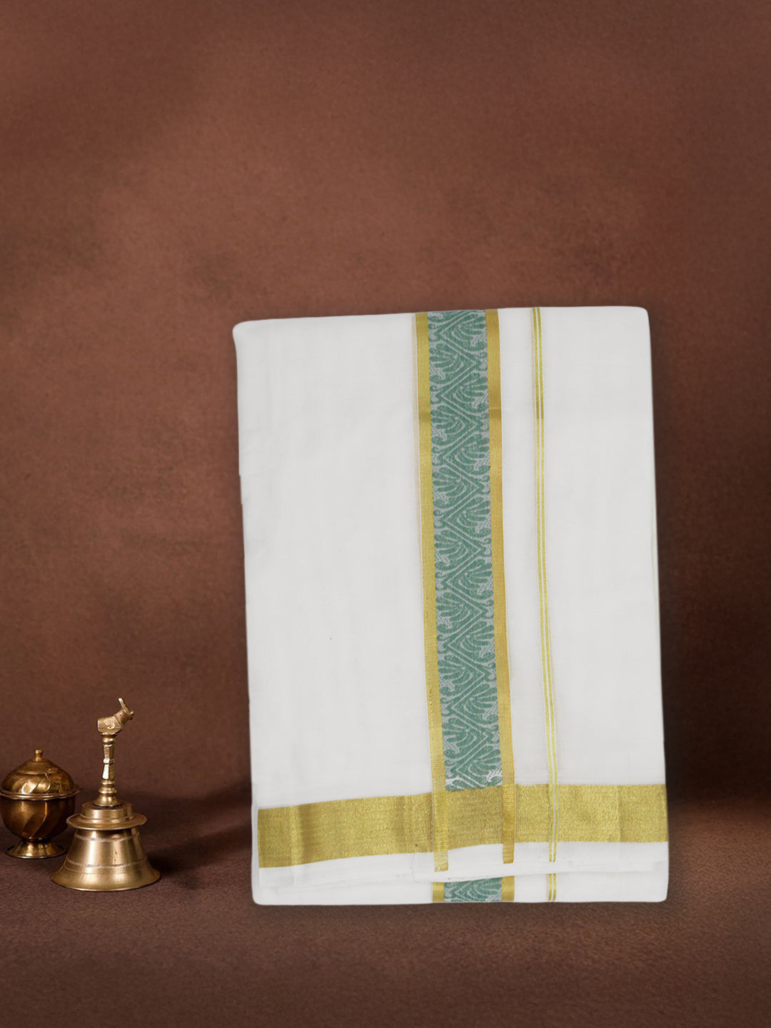 Men Premium Handloom White Dhoti with Fancy Border HLM75