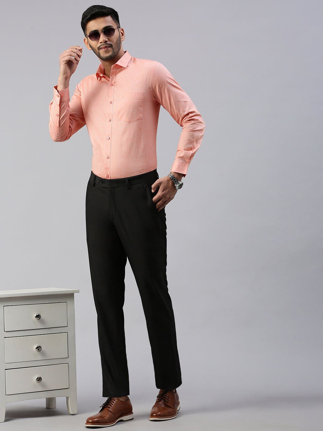 Men 100% Cotton Smart Fit Shirt Orange CL6 GD4