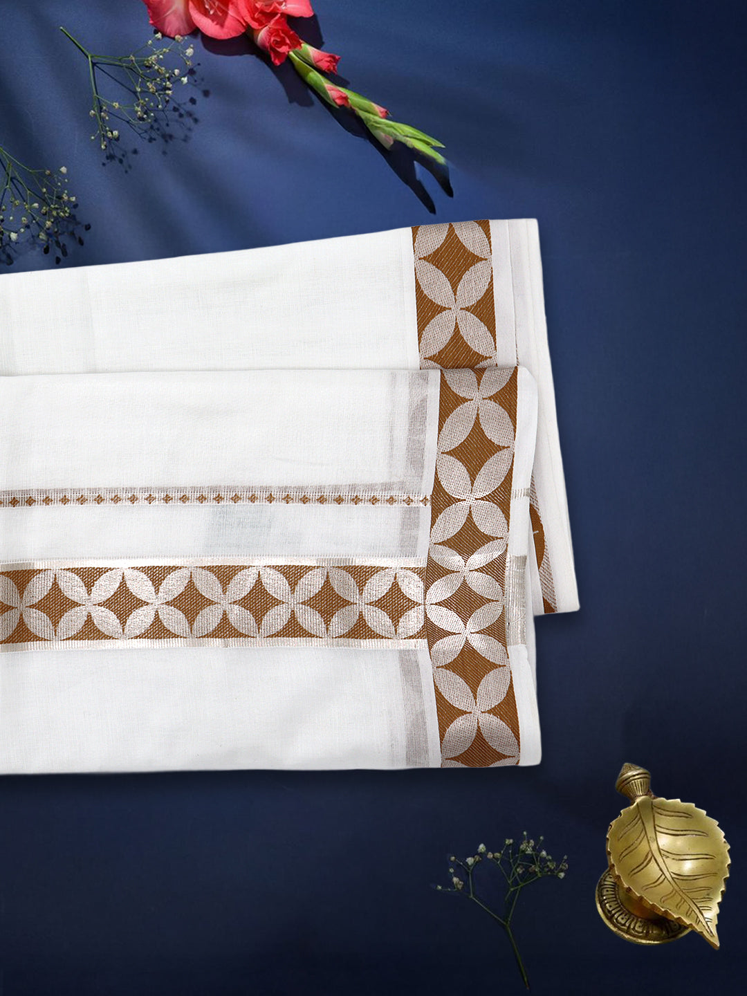 Men Premium Cotton Double Layer White Dhoti with Fancy Jari Border Luxury Club LC21