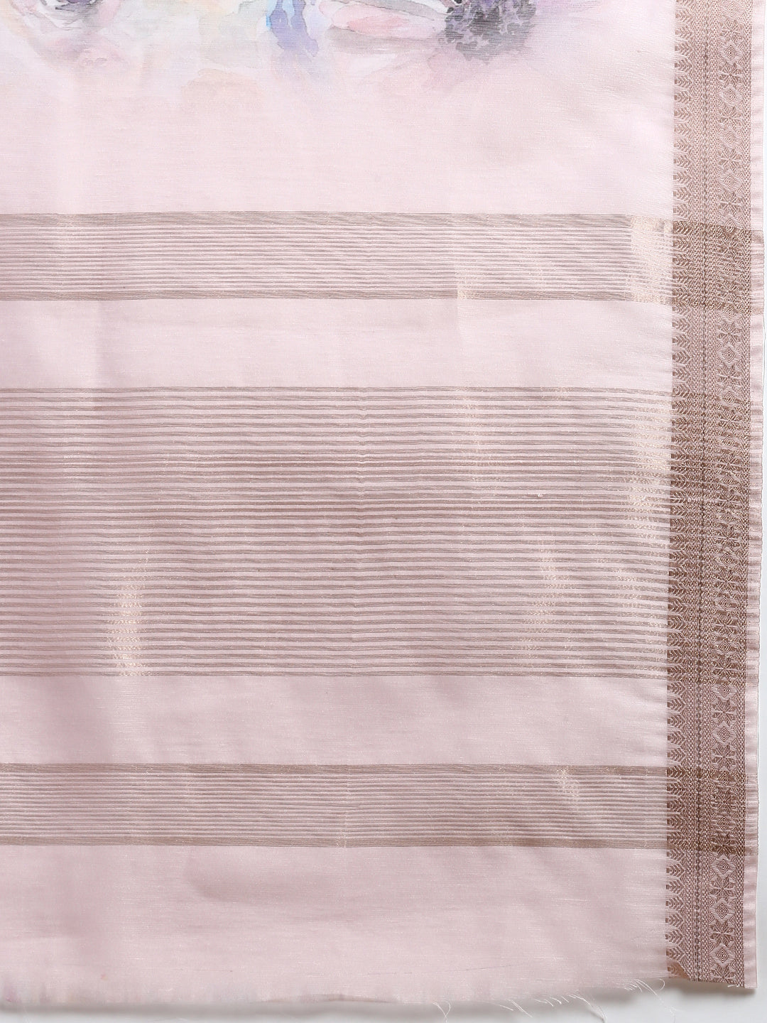 Semi Linen Flower Print Light Grey & Purple Colour Semi Linen Saree SL72-Zari view
