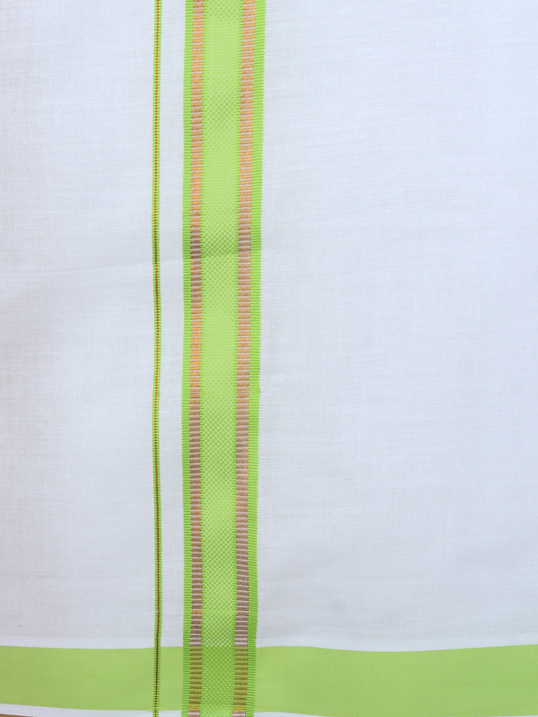 Men Cotton Blend Readymade Single Layer White Dhoti with Fancy Jari Border GACJ40