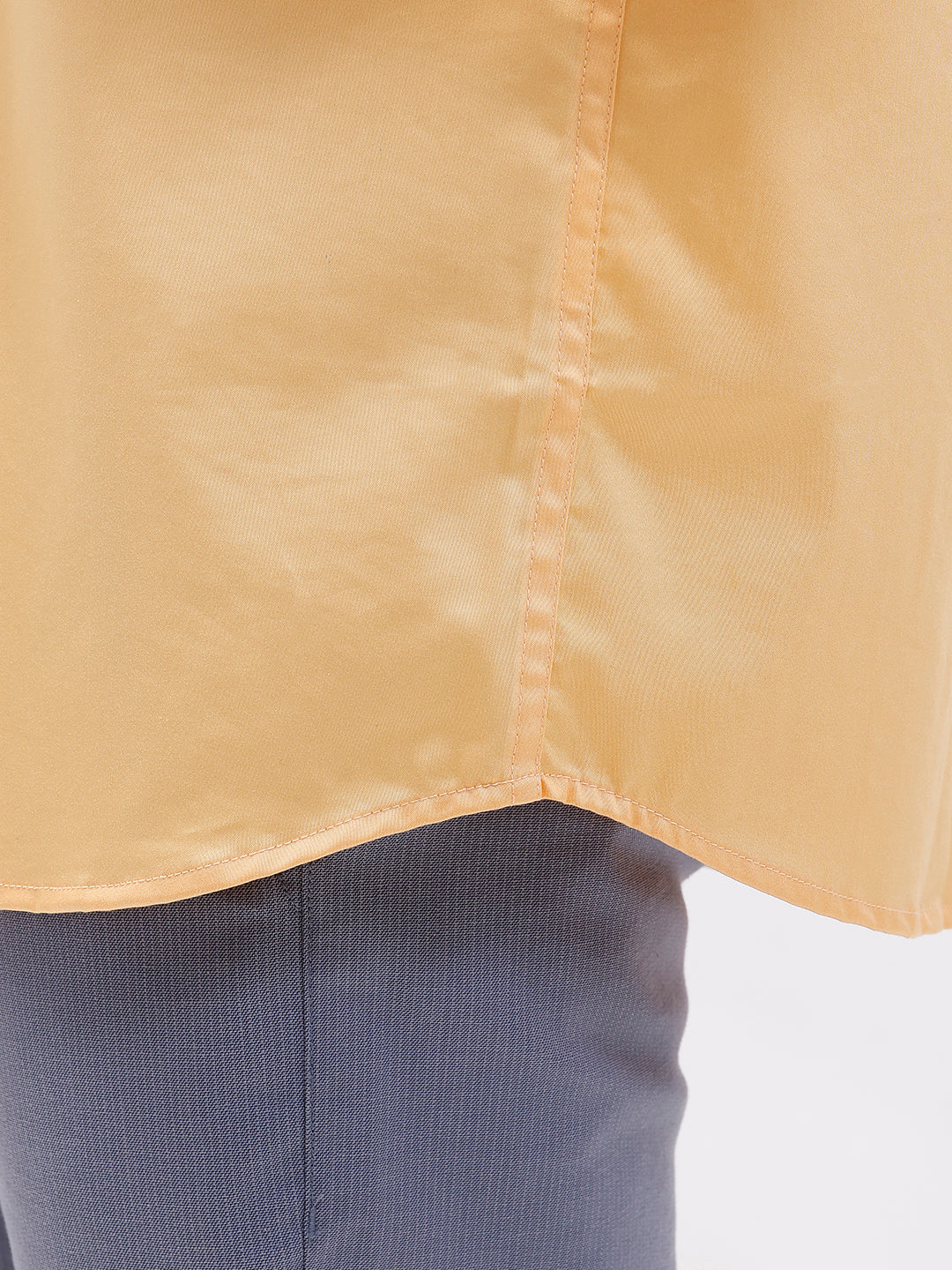 Men Cotton Blend Shirt Yellowish Orange T53 ACT8