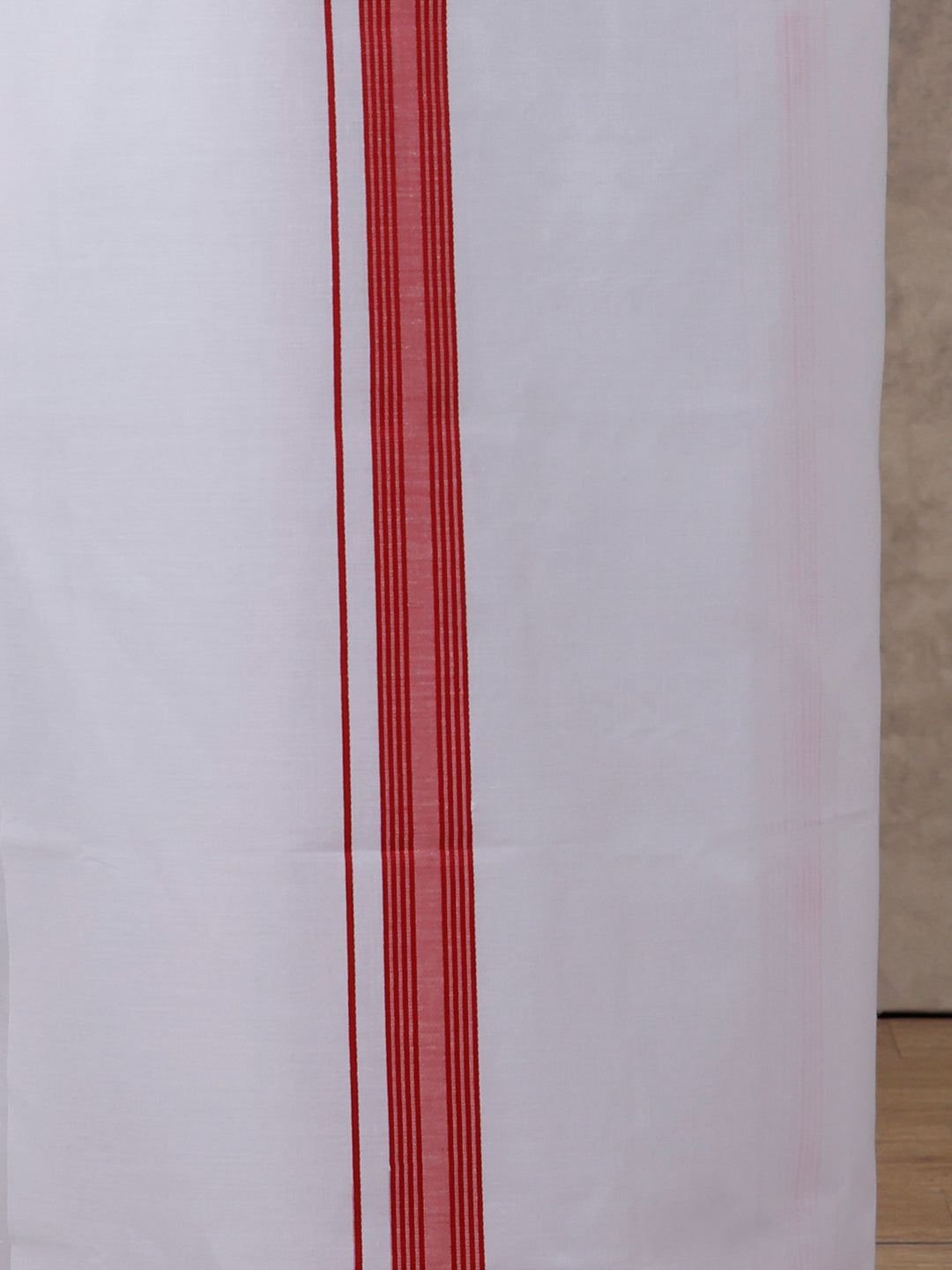 Mens Red Matching Border Dhoti & Full Sleeves Shirt Set Evolution IC5