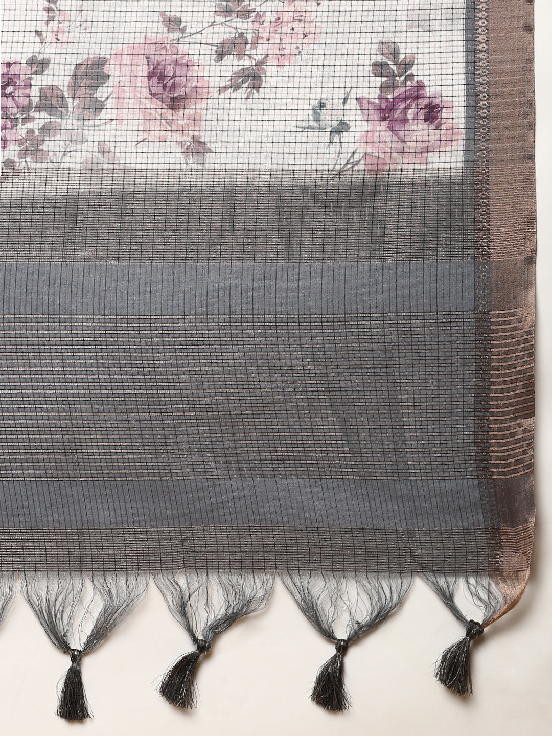 Womens Semi Tussar Saree Grey ST138