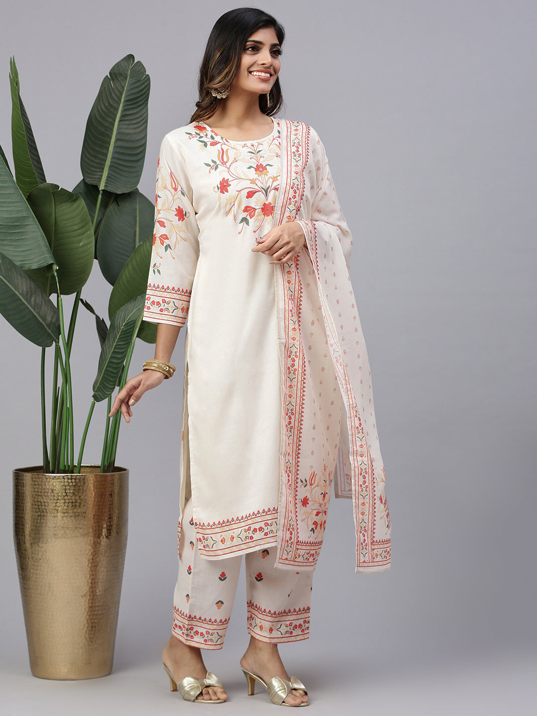 Women Cotton Embroidered Kurti Sets Yellow EKS27