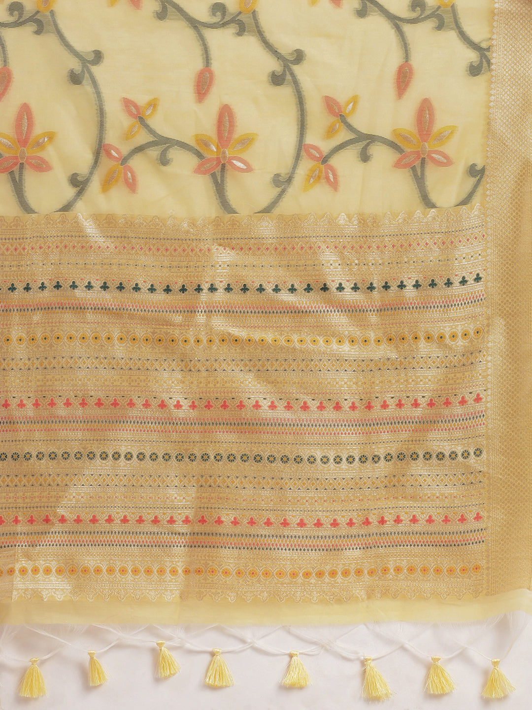 Womens Semi Silk Saree Yellow SS243