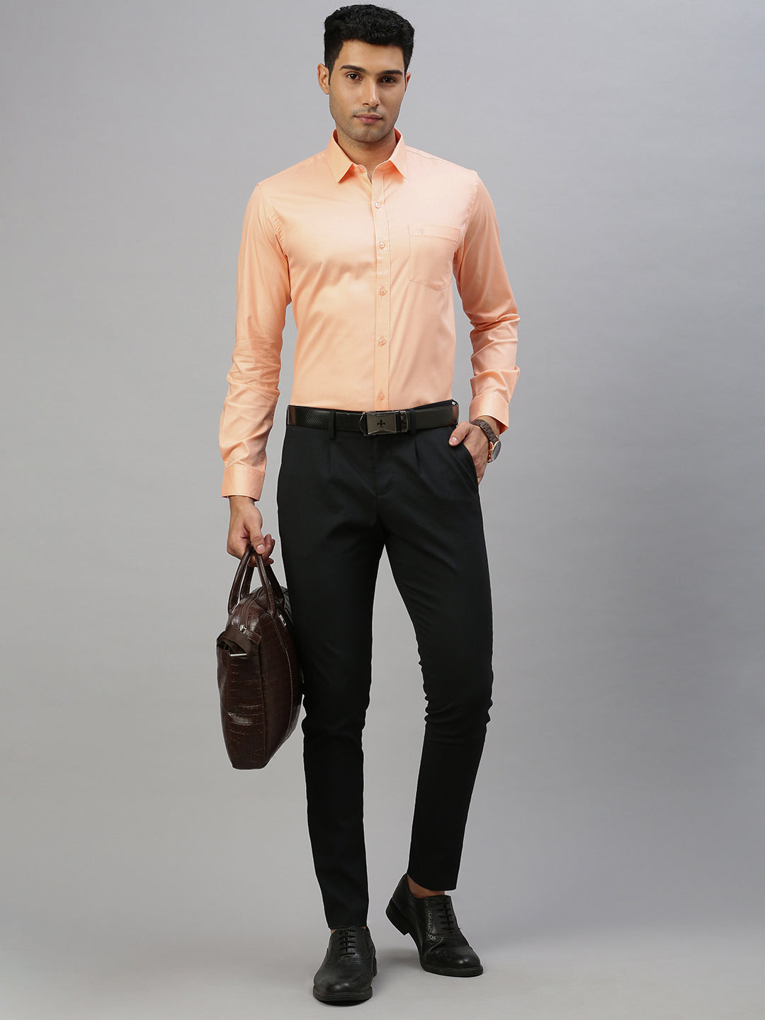 Men 100% Cotton Shirt Orange TW2