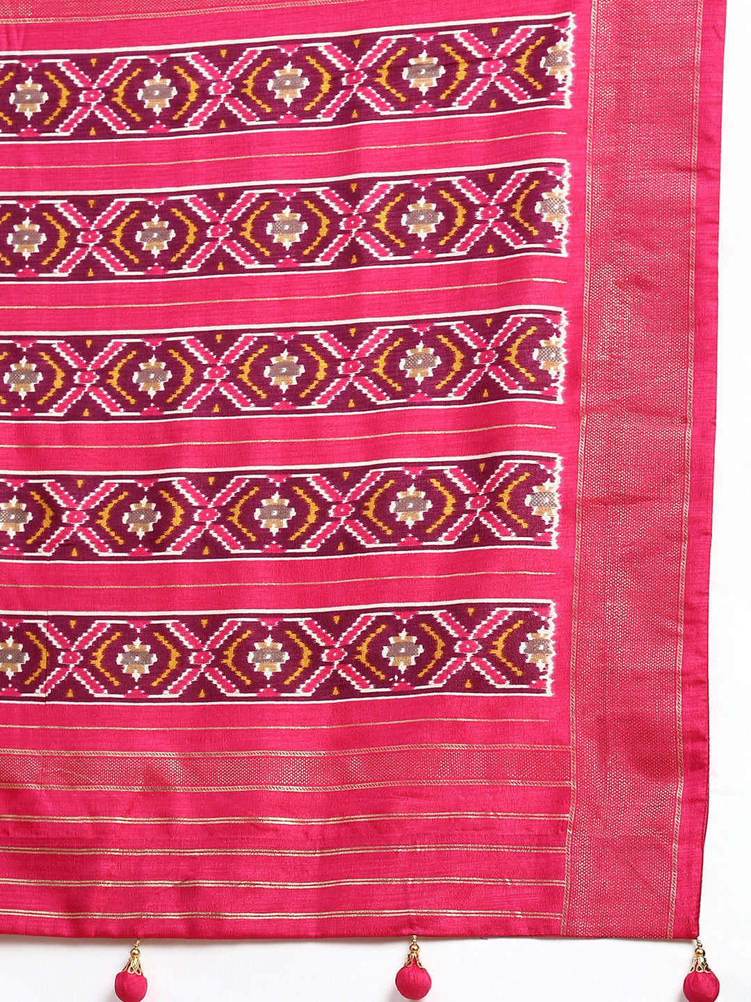 Women Art Silk Printed Navy With Pink Border Saree ASP13-Zari view