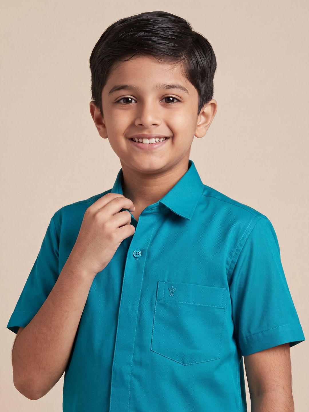 Boys 100% Cotton Jungle Green Shirt and Fancy Border Dhoti Set BT11