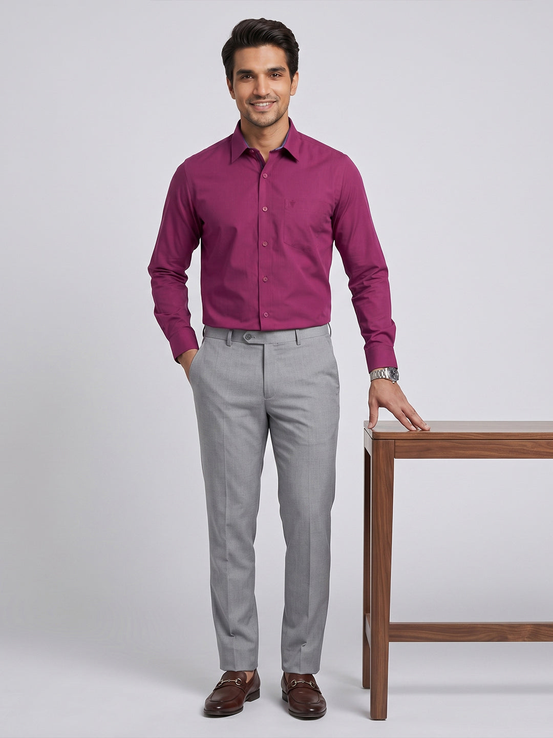 Pack of 2 | 100% Cotton Smart Fit Shirts - Deep Pink & Blue