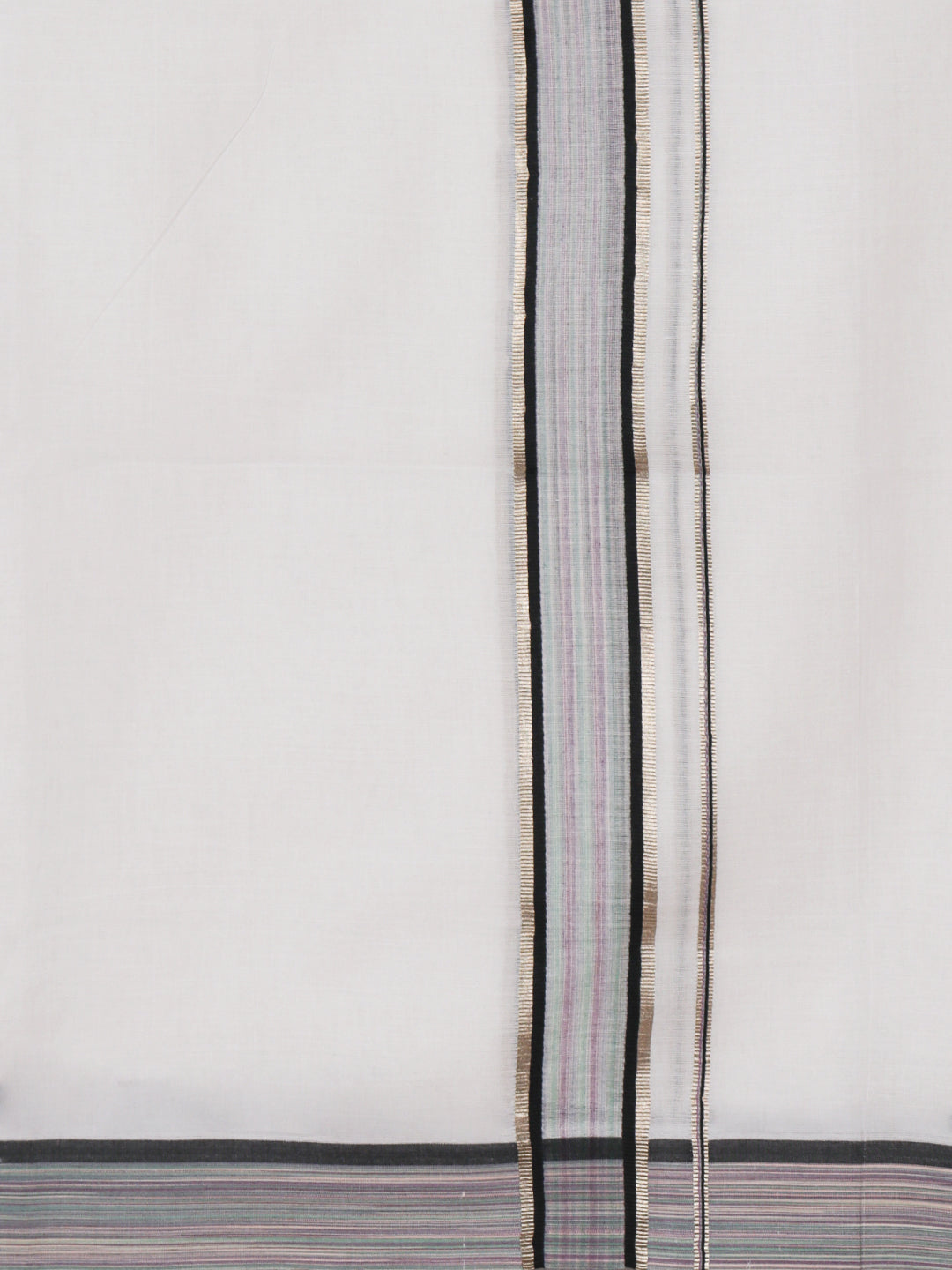 Men 100% Cotton Double Layer White Dhoti with Fancy Jari Border MJF03