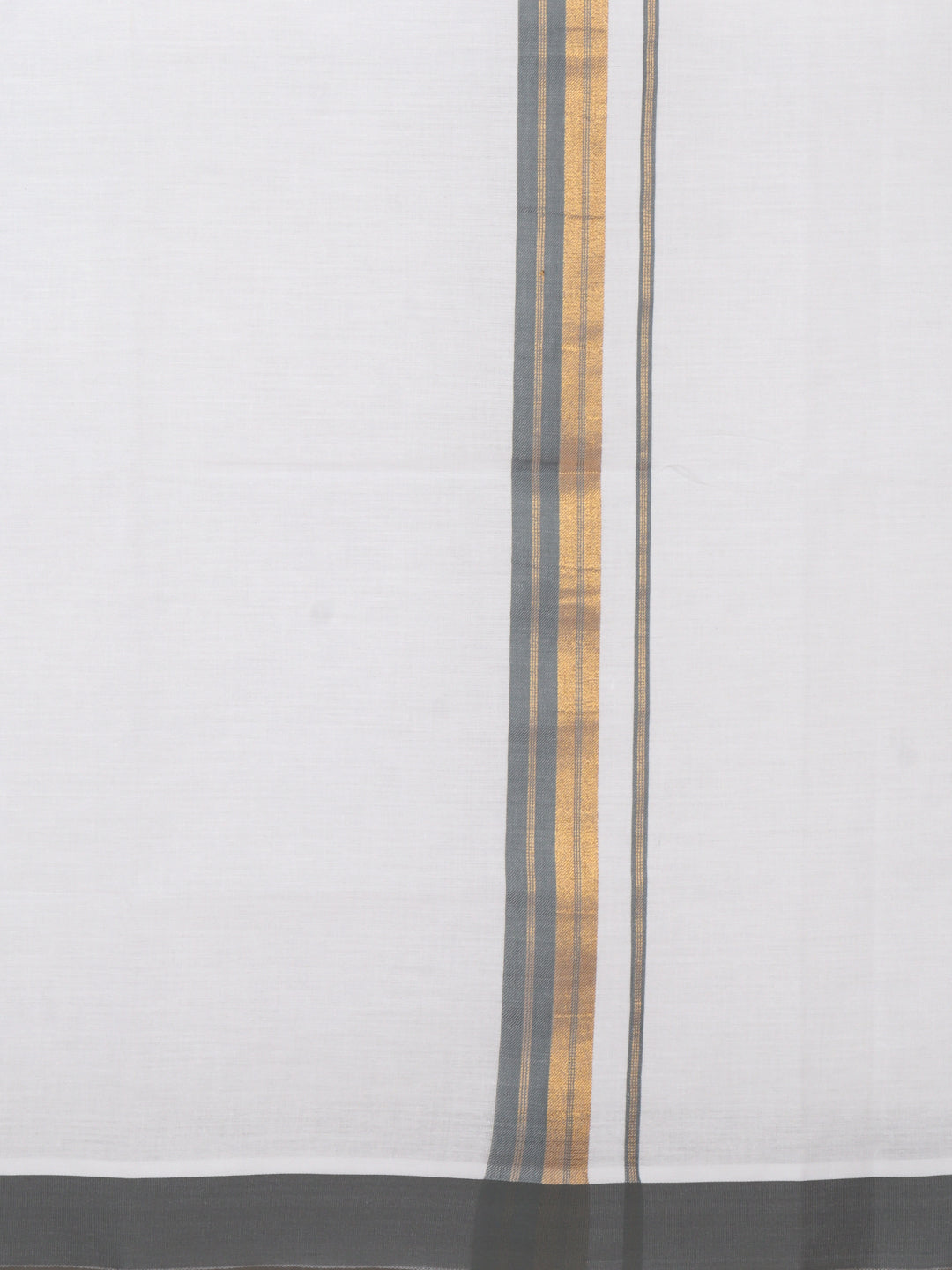 Men 100% Cotton Single Layer White Dhoti with Fancy Jari Border GR07