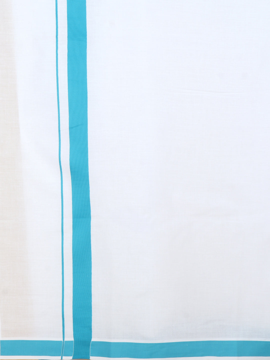 Men Cotton Blend Readymade Single Layer White Dhoti with Big Border GACS14