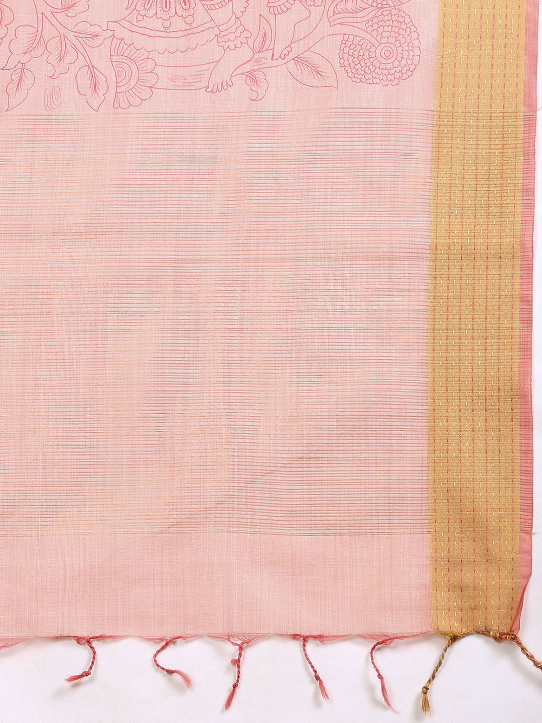 Women Semi Tussar Printed Saree Pink ST179