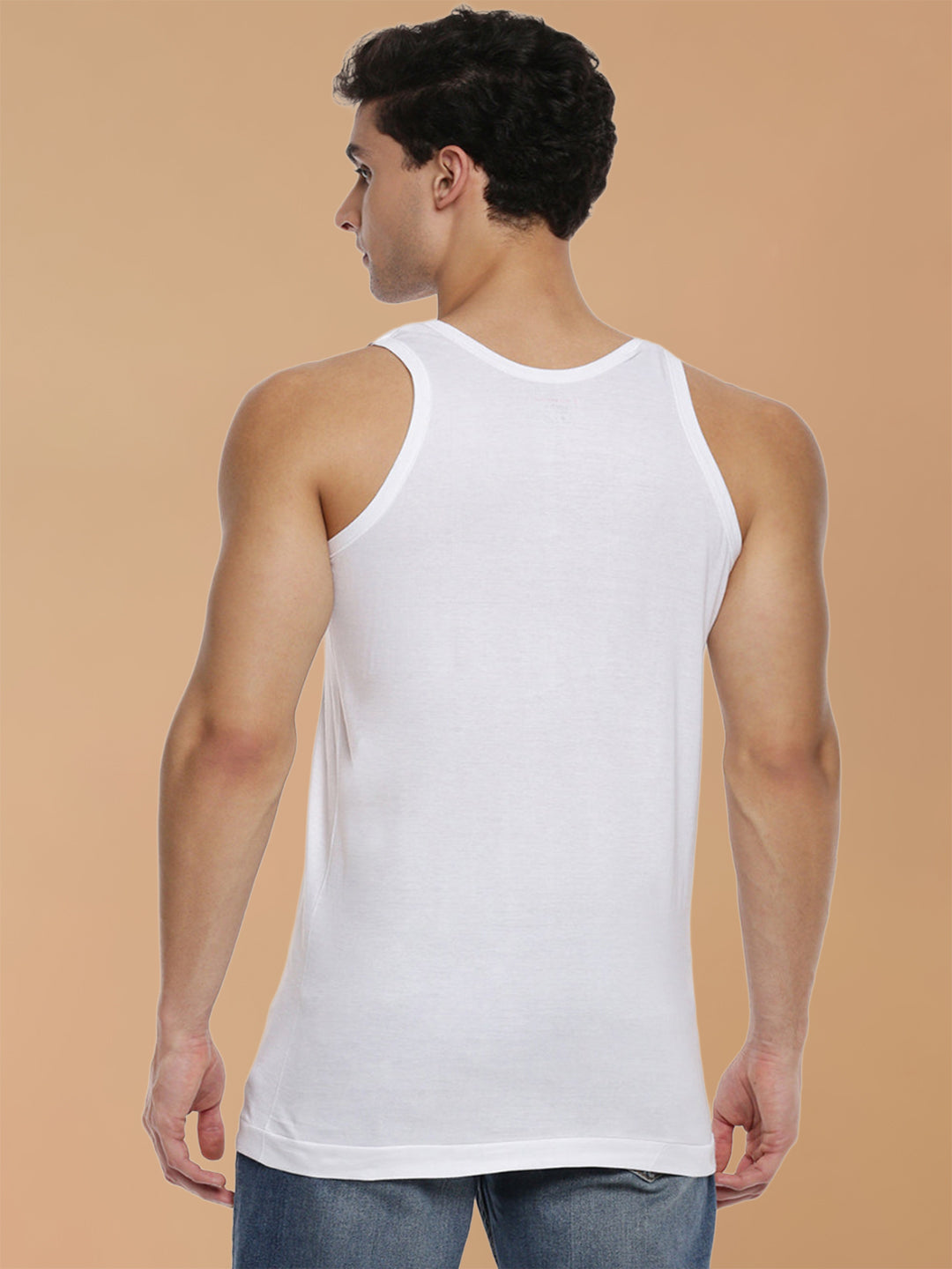 100% Combed Cotton White Pocket Vest RN Sukra (Pack of 2)