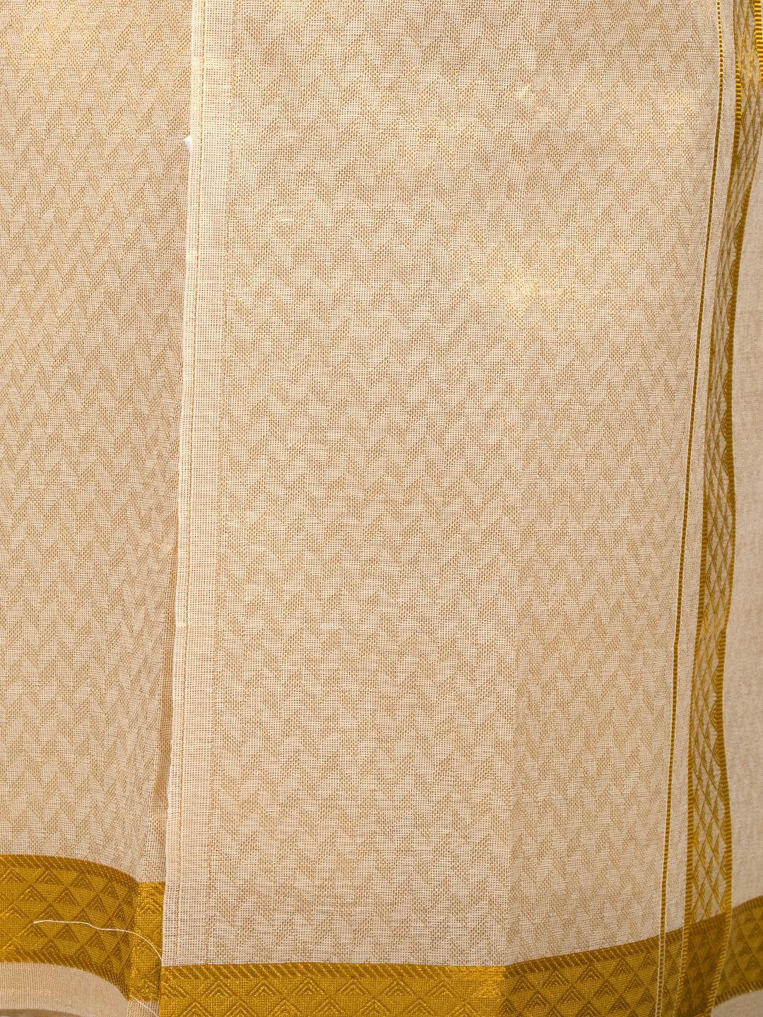 Men Gold Tissue Jacquard Full Sleeves Shirt with Matching Dhoti Set GD12