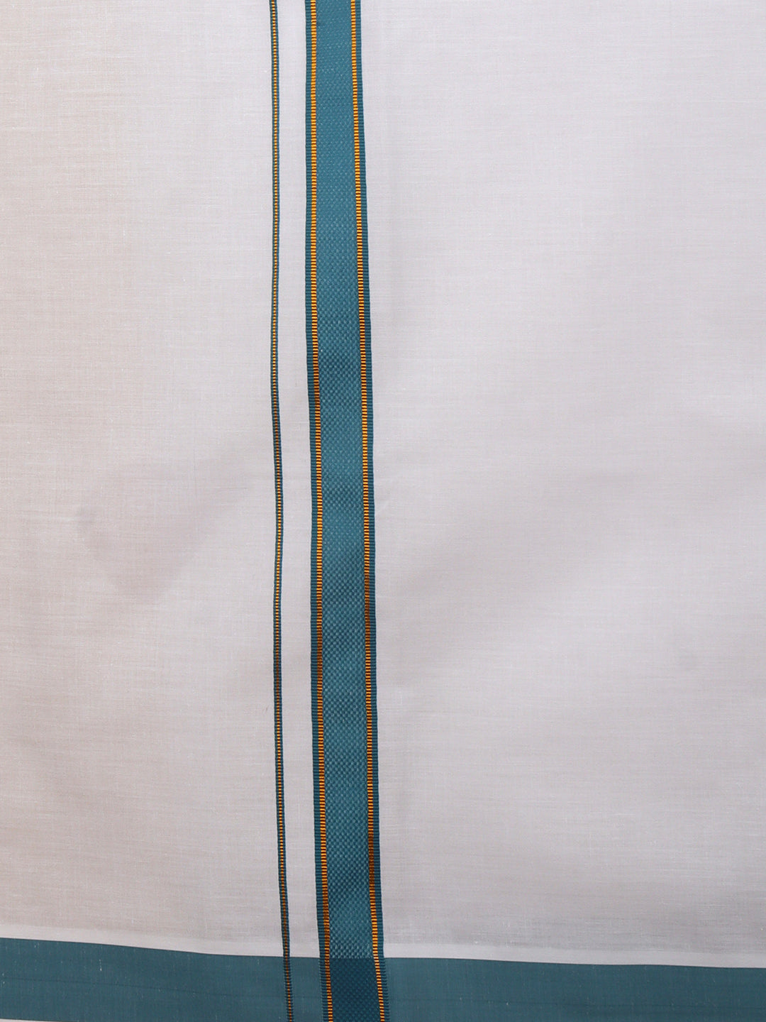 Men Cotton Blend Readymade Single Layer White Dhoti with Fancy Jari Border GACJ37