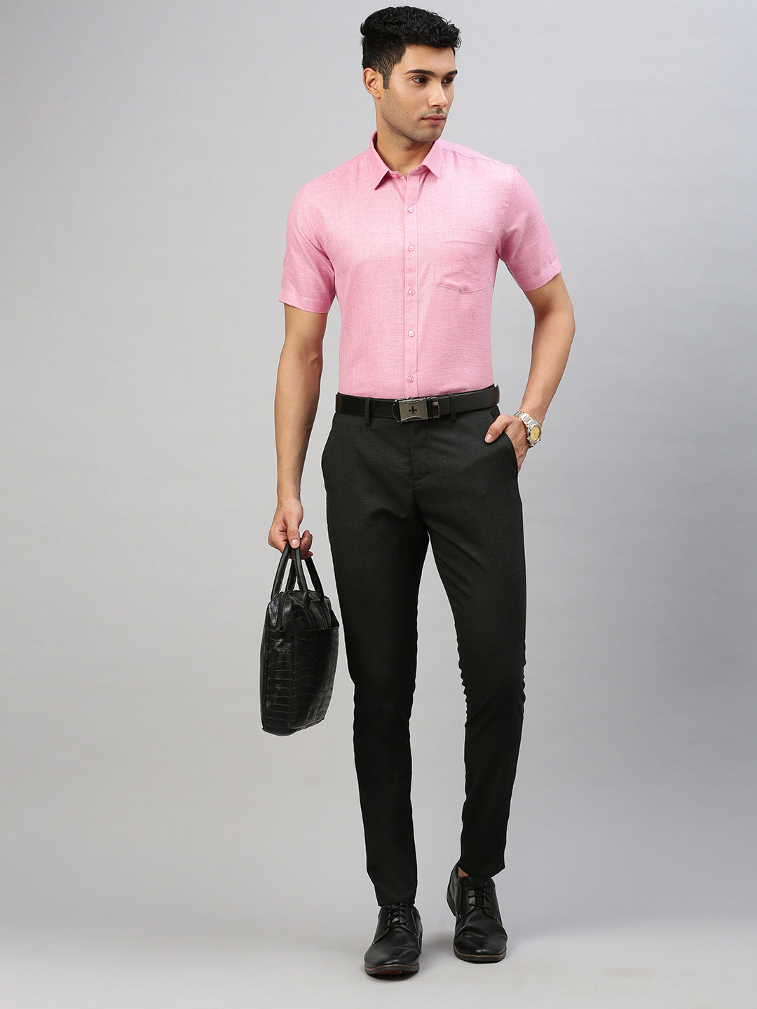 Men Cotton Rich Shirt Pink T7 CG13