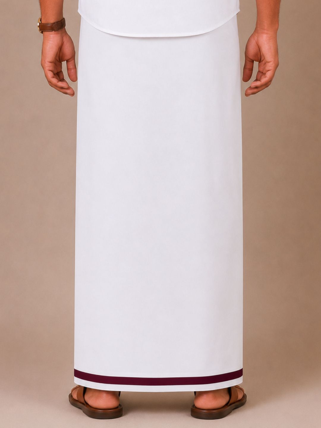 Men 100% Cotton Single Layer Big Border Dhoti Park Sun PS01