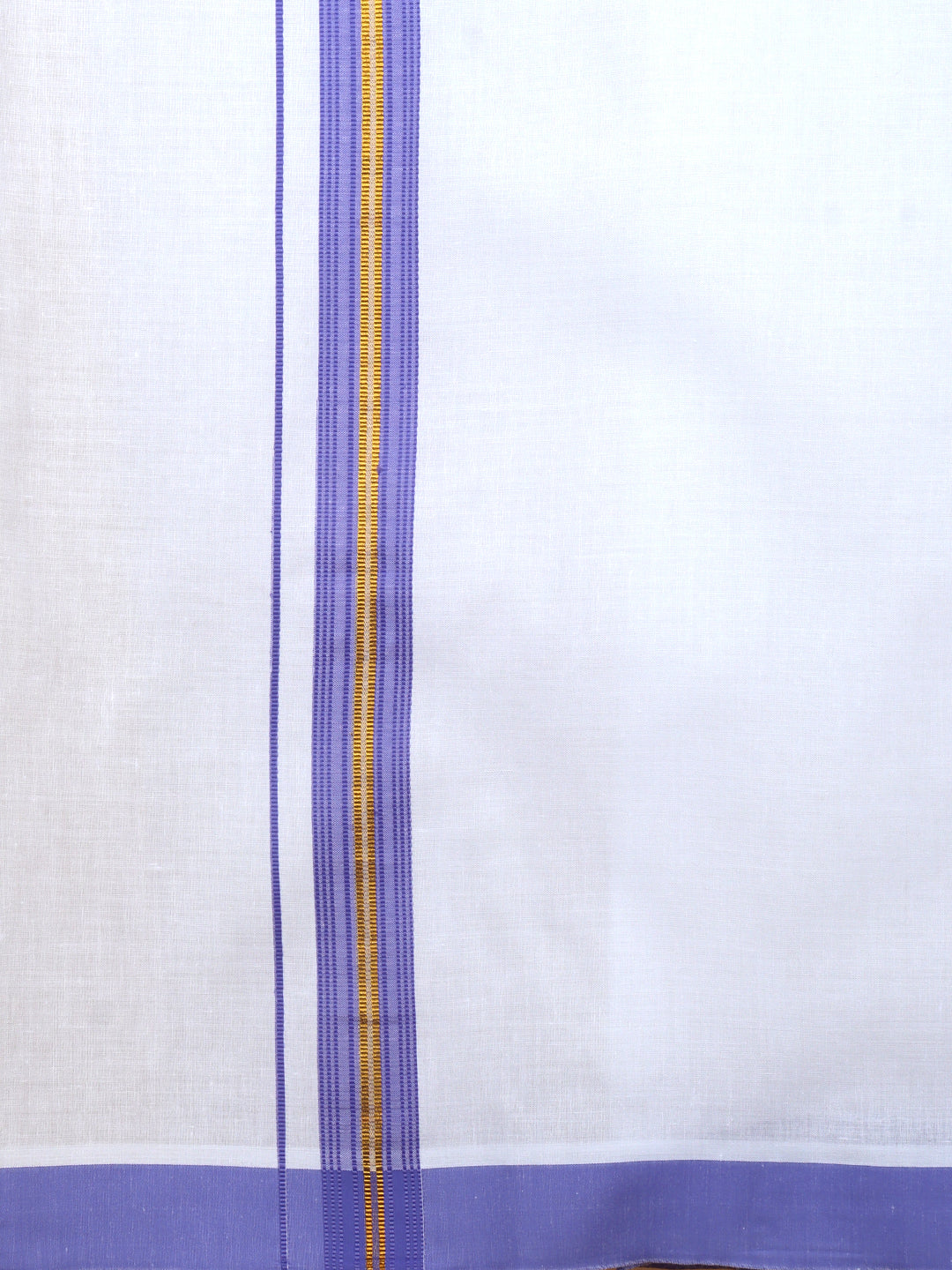 Men Cotton Blend Readymade Single Layer White Dhoti with Fancy Jari Border GACJ47