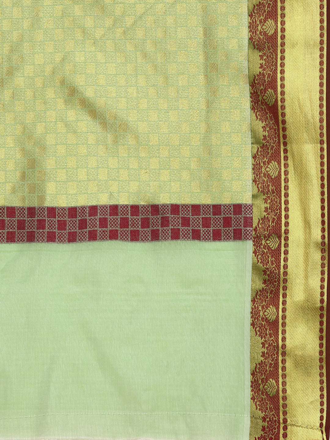 Kerala Green Gold Jari Weaving Saree KS117