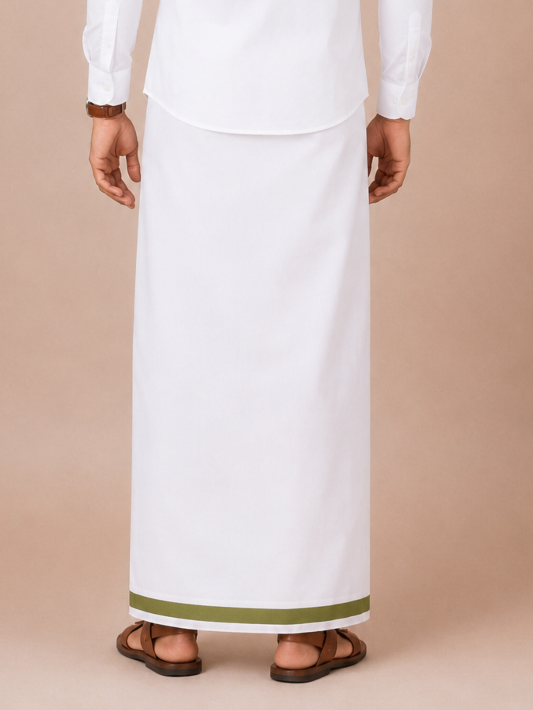 Men 100% Cotton Single Layer Small Border Dhoti Pavan PV01