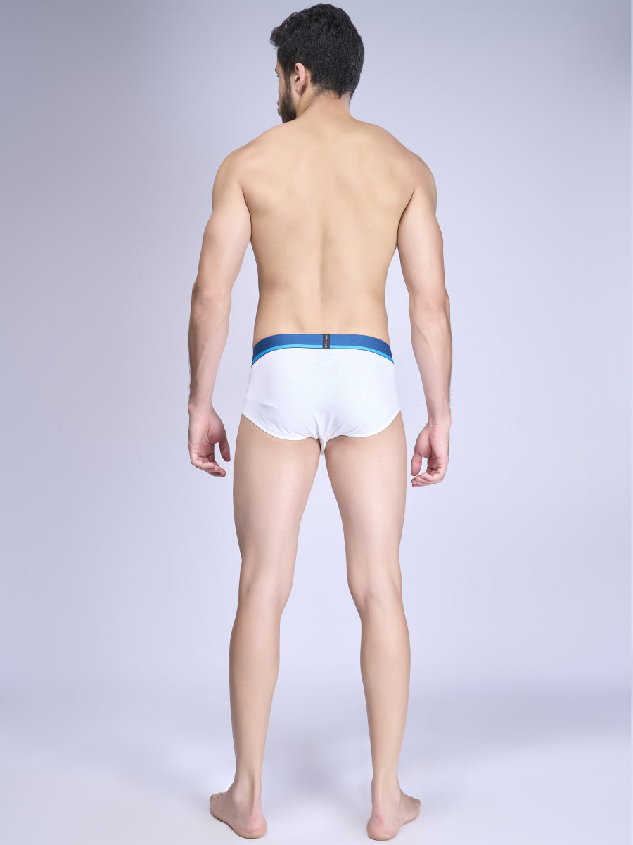 Men Premium Brief with Outer Elastic TENCEL™ Modal Fiber Fabric White