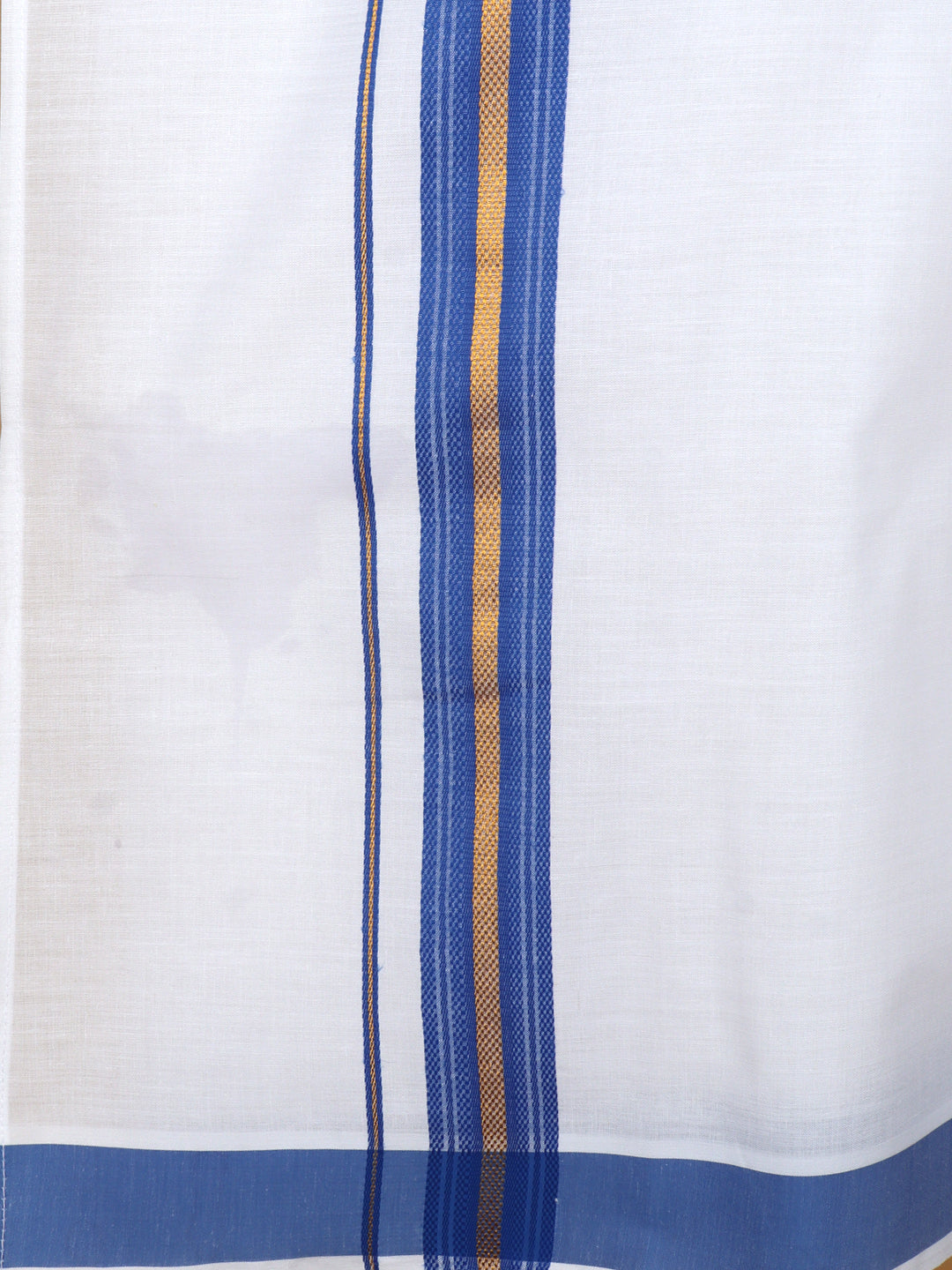Men Cotton Blend Readymade Single Layer White Dhoti with Fancy Jari Border GACJ42