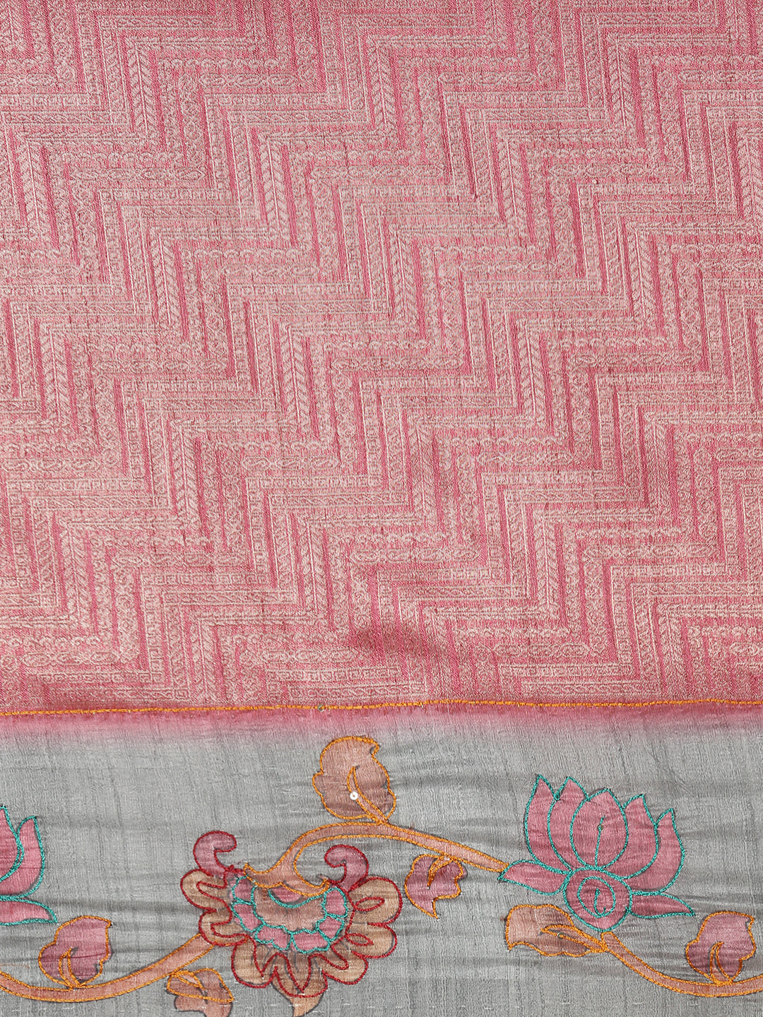 Women Grey Semi Raw Silk Embroidered Saree SRS111