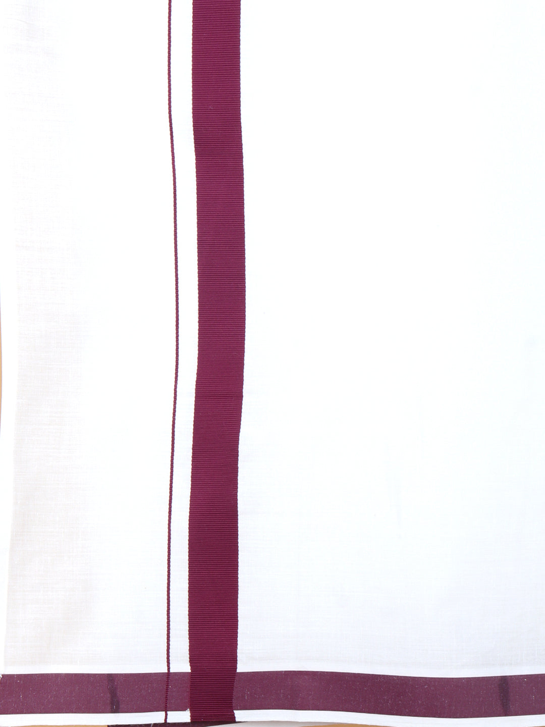 Men Cotton Blend Readymade Single Layer White Dhoti with Big Border GACS15