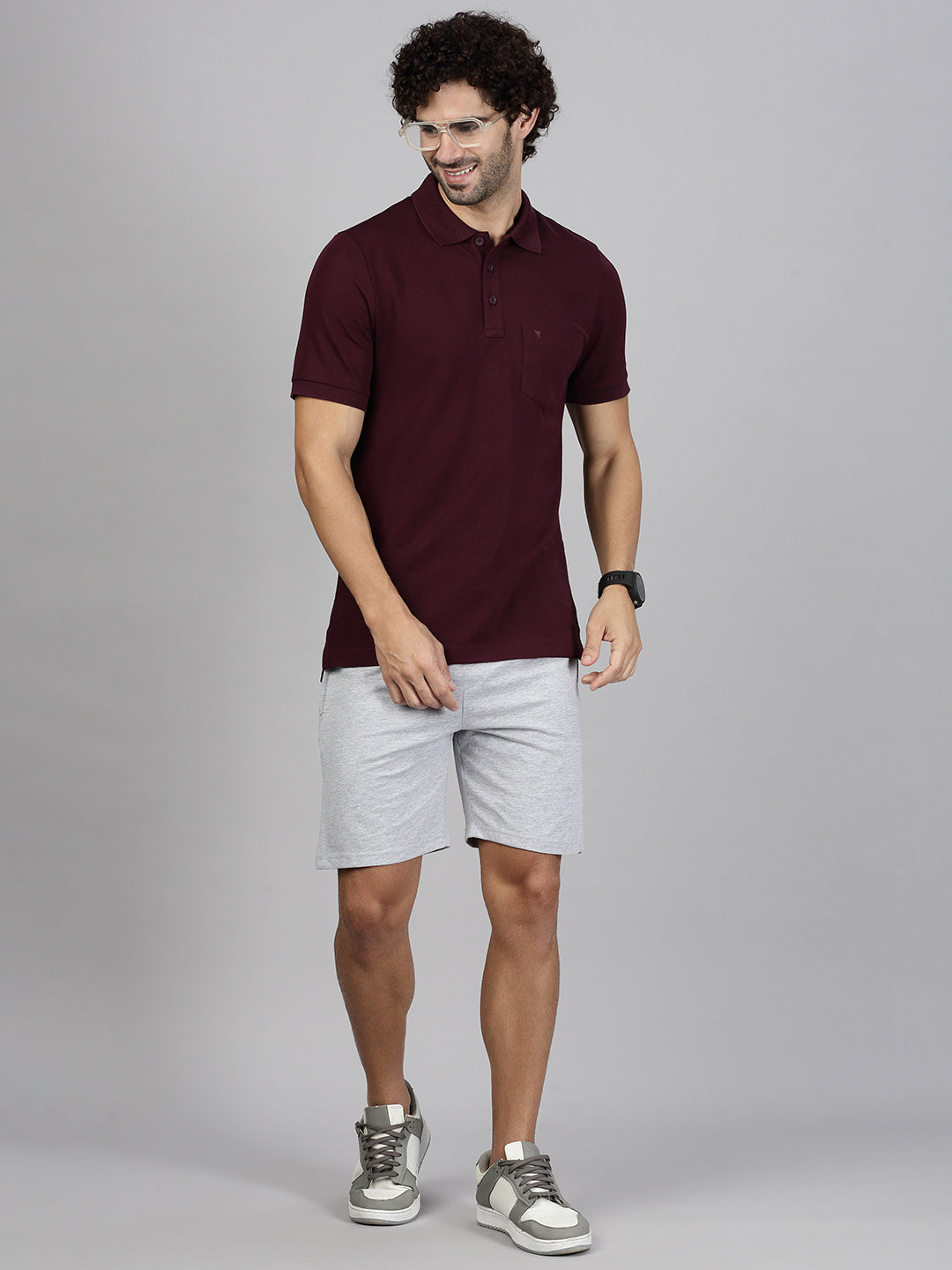 Men T-shirt and Shorts Combo Grape with Gray