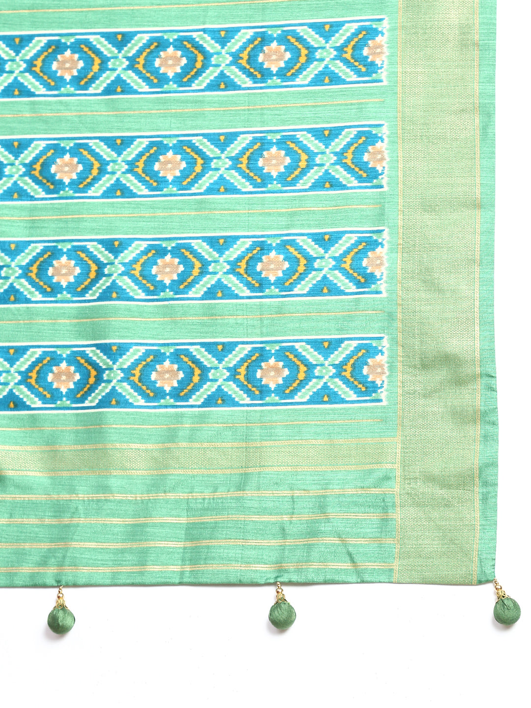 Women Art Silk Printed Brown With Green Border Saree ASP14-Zari view