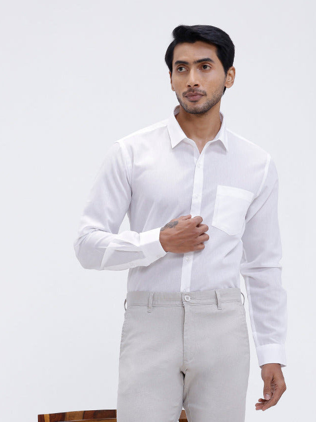 Mens Cotton Shirt and Linen Cotton Off White Trouser Combo TR15503