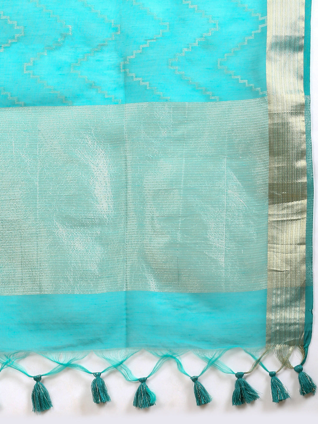 Women Semi Cotton Saree Green SCS101