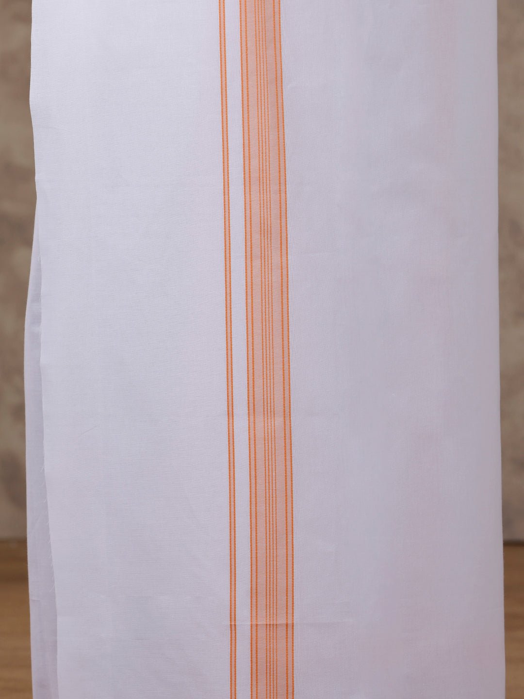 Mens Matching Border Dhoti & Shirt Set Full Orange C2