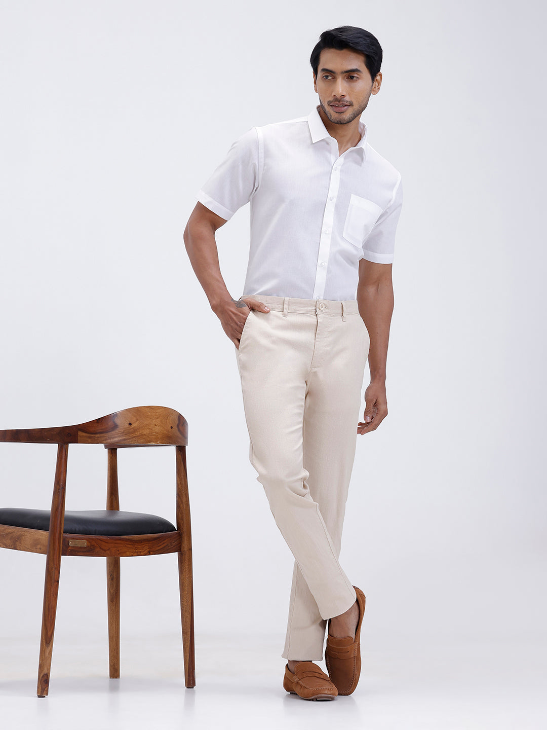 Mens Cotton Half Sleeves Shirt and Linen Cotton Pants Combo TR15501