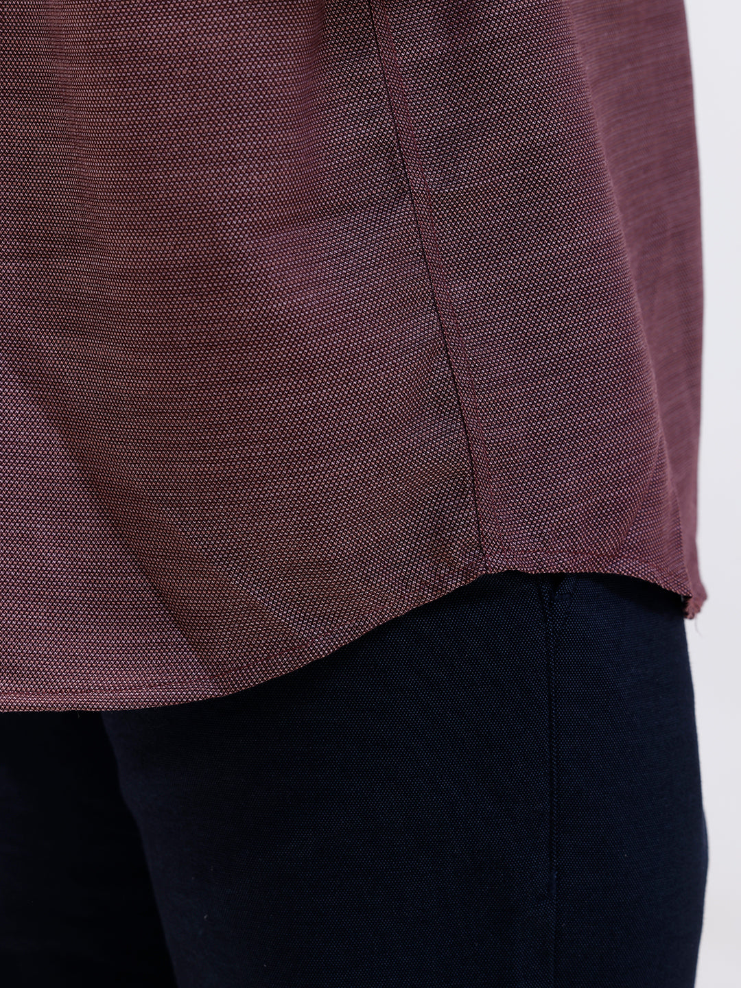 Men Cotton Rich Half Sleeve Shirt Maroon Red Dobby T59 AIT2