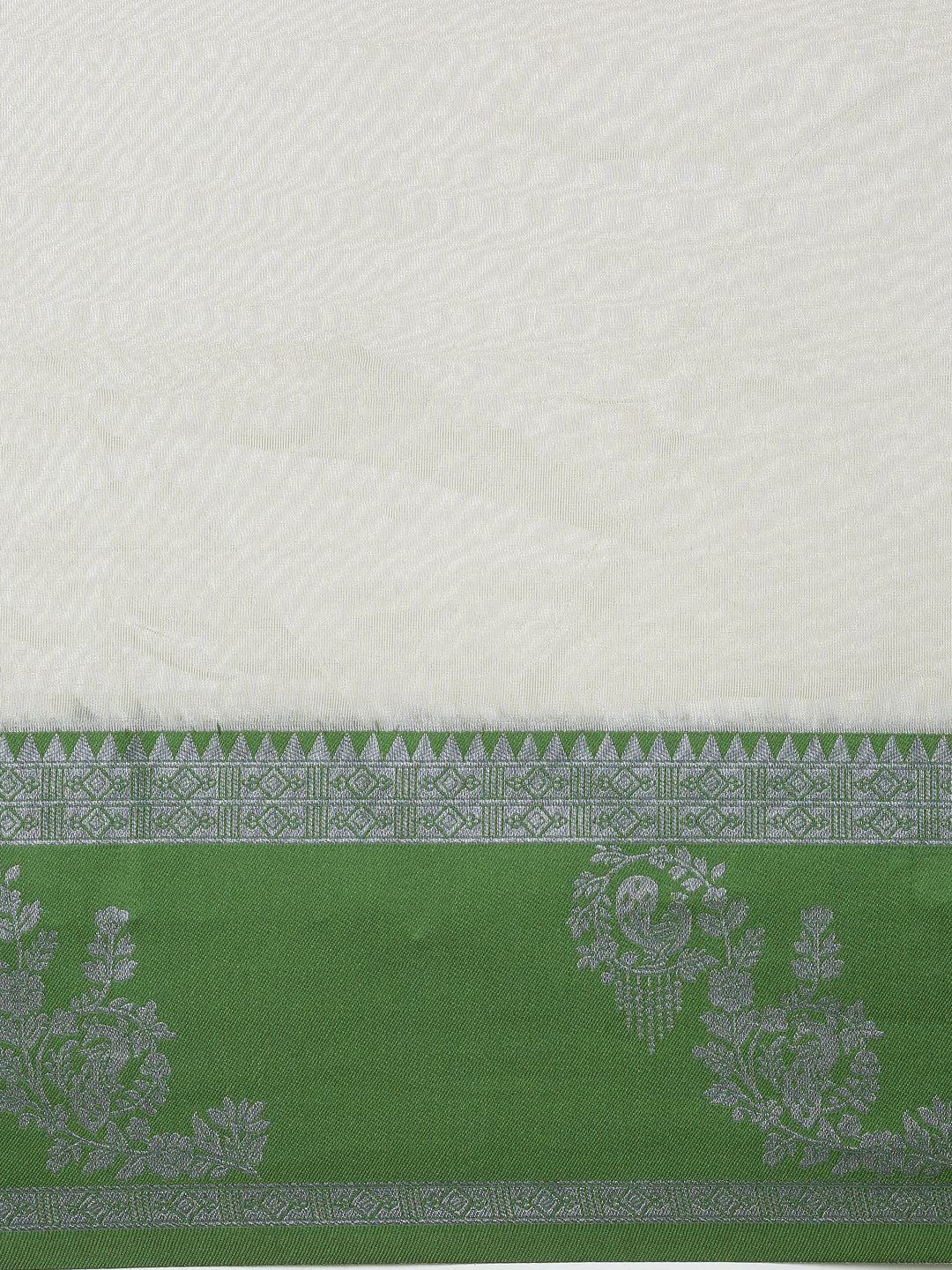 Women Silver Tissue Saree with Green Border TS63