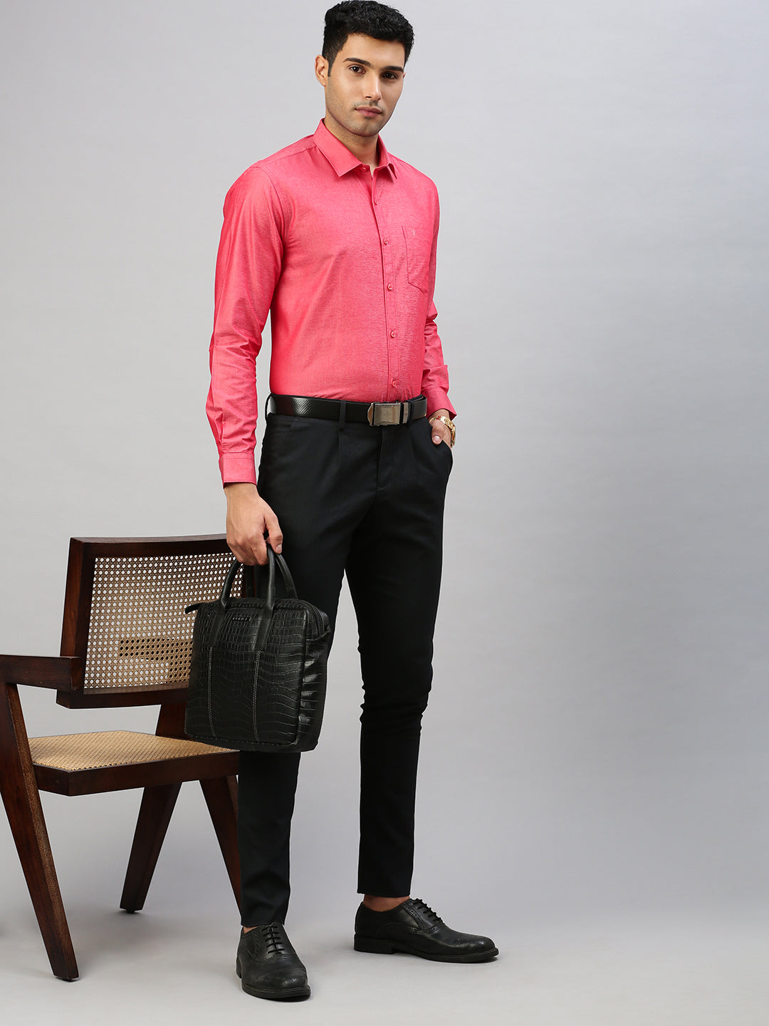 Men Cotton Rich Shirt Reddish Pink T46 TV2