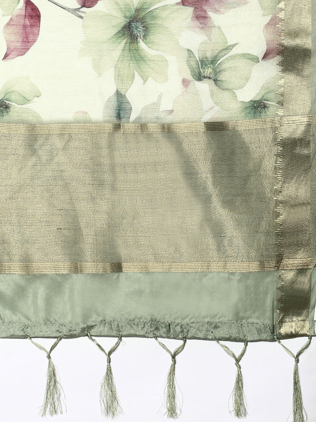 Womens Semi Tussar Weaving Saree Green ST155