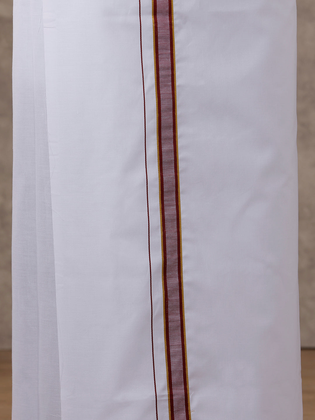 Mens Matching Jari Border Dhoti & Shirt Set Full Maroon VB7