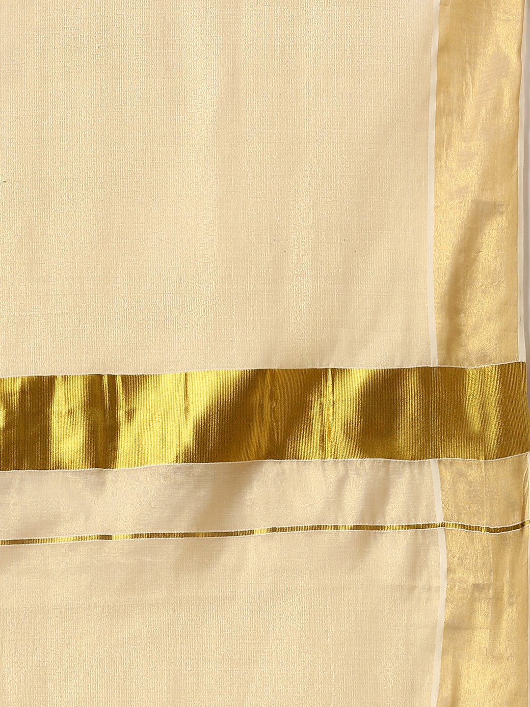 Women Kerala Cream Saree with Gold Jari Border KS140